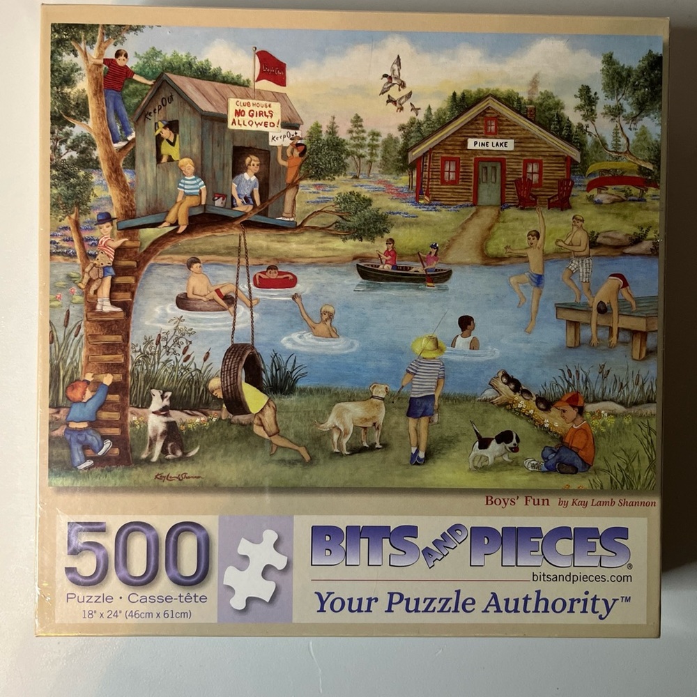 500 Piece Kay Lamb Shannon Puzzle " Boy's Fun"  18x24 Factory Sealed No. 46064
